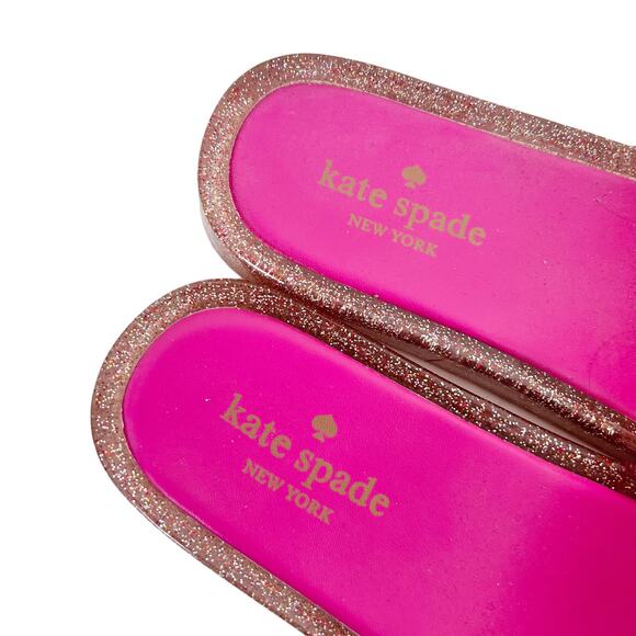 Kate Spade Pink Glitter Flower Jelly Slides Sz 6 - Picture 3 of 6